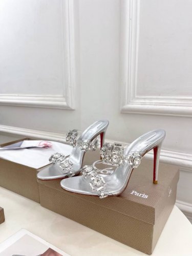 christian Louboutin路铂廷Cl 红底鞋 25Ss最新Just Jewel透明带水晶钻高跟拖鞋系列 魅惑华丽的顶级硬货上新 bs明星同款 平台主
