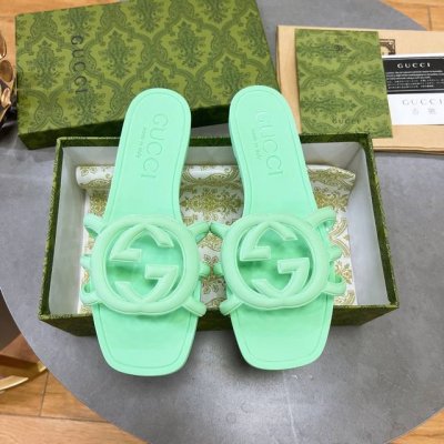 tpu亮光版本 工厂p现货 古驰 古奇拖鞋 gucci 最新款沙滩凉拖鞋一字拖 原版开模双G Logo 原版开模一致 尺码 35-42