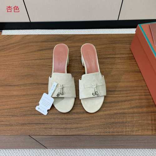 Loro Piana 羊京中跟拖鞋。鞋面羊京，羊皮内里及垫脚。真皮中底，真皮包跟。进口真皮大底，跟高8cm。码数：34-42 34、40、41、42定制不退换