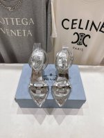 高版本出厂 Prada* 普拉达P家25Ss春夏新品玛丽珍尖头高跟凉鞋 原版购入1:1开发，细节完美，上脚舒适可任意配搭春夏的美饰服丽，精耐致看 鞋面：原版软漆