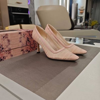 jlmmy Choo周仰杰2025 专柜款3D棱格磁铁盒包装 顶级版本 低端勿比 摩登鞋履 新款星河浪漫薄纱仙女折皱单鞋 网纱透视鞋系列 专柜新款女神性感高跟鞋