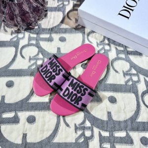 迪奥 Miss Dior系列平底拖鞋 字母刺绣拖 拼色一字拖 码数 35-42