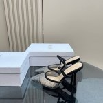 厂价 Dior 迪奥25S春夏新品 珍珠跟尖头后空高跟拖鞋 鞋面采用进口水钻网纱 内里采用羊皮内里 意大利进口牛皮大底 跟高：6.5Cm和9Cm 码数：35-3