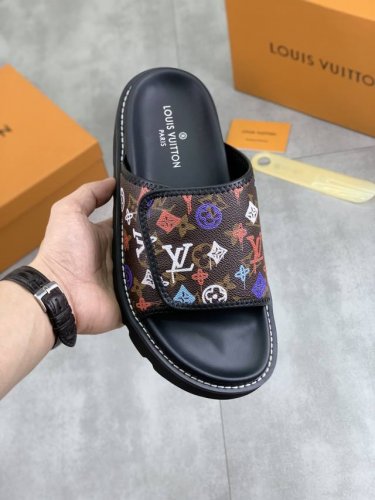 调工厂p价 男装男鞋 运动原单 高品质 Louis Vuitton 官网爆款路易威登 Lv男士拖鞋 同步发售 意大利进口原版面料 原厂特供原版底 码数 38-4