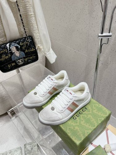 p直销 女鞋 女装 长期有货 Gucci古驰 全新 Screener系列 情侣款 胖墩墩 面包鞋 小脏鞋 胖丁 双G 休闲 运动鞋 原版购入 开发 原版购入 开