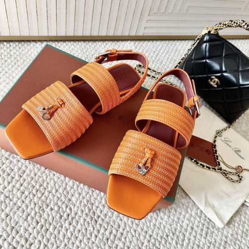 拖鞋 凉鞋 代购版 Loro Piana LP Sprightly Charms系列 方头凉拖鞋 凉鞋材质：面料原版牛皮，牛皮内里及垫脚进口真皮大底码数：35-