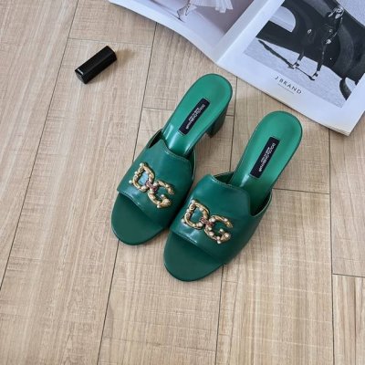 橙子出厂价p 杜嘉班纳 D&G 春夏新款 Dg复古饰扣粗跟拖鞋 高跟凉拖 跟高 7Cm 码数 35-39 可定制34.40.41.42