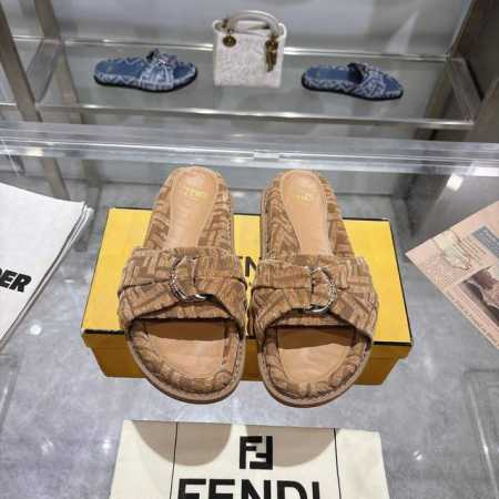 芬迪双F花布面拖鞋，35-46 P300 - 点击图像关闭