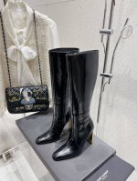 短靴 长靴 高版本Saint Laurent｜圣罗兰YSL 新款方头高跟短靴 长靴 开边珠牛皮面料 牛皮内里 垫脚 大底:意大利牛真皮大底 跟高：10.5cm