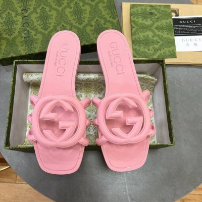tpu亮光版本 工厂p现货 古驰 古奇拖鞋 gucci 最新款沙滩凉拖鞋一字拖 原版开模双G Logo 原版开模一致 尺码 35-42