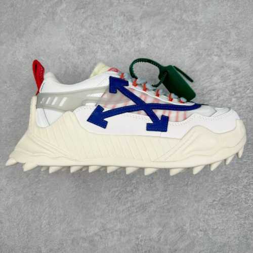 实价 OFF-WHITE ODSY OW皮革缓震休闲运动鞋 春夏走秀款球鞋 所有配件均通过定做出产正品裁片 原版比例大箭头定制网眼布双拼牛皮进口机器针车 数控针