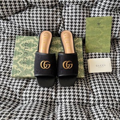 橙子出厂价p gucci 古驰 春夏新款 双G扣布面 水钻网纱 方头平底拖鞋 休闲凉拖 码数 35-39 可定制34.40.41.42