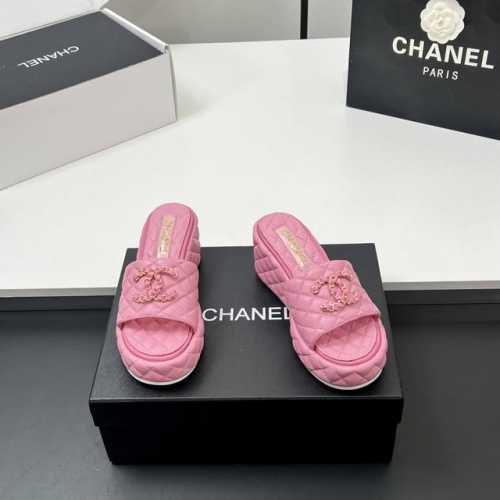 主推款 顶级品质 实物拍摄太美啦Chanel2670新款菱格链条厚底拖鞋坡跟防水台凉拖鞋 真的太美啦吧 香奈儿属于夏天的颜色 仙女必备爆款 太喜欢这双鞋了 ch