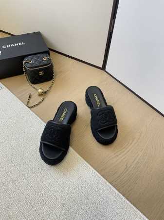 橙子出厂价P Chanel 香奈儿春夏新款 针织菱格拖鞋 坡跟厚底凉拖 底厚：6Cm 码数：35-41 - 点击图像关闭