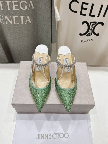 高版本出厂 Jimmy Choo* Jc 吉米周2025Ss夏季新款烫钻高跟凉鞋 原版套楦 完美的线条 简约大气上脚显气质粗跟舒适百搭 还能拉长双腿显高显瘦显腿