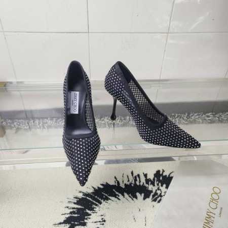 JIMMY CHOO 周仰杰网纱面料柔软亲肤，穿着舒适透气优雅水滴跟，极具品牌辨识度体现独特时尚品味,鞋面全水晶点缀十分闪耀夺目，给到您尊贵奢华体验鞋面：网纱烫 - 点击图像关闭