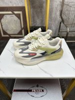 Pradr-普拉达 奢牌运动休闲鞋，进口原版牛皮+网布材质，网布内里 高档舒适，原版大底轻盈耐磨！纯手工制作，细节决定品质！38-44 45定做不退换 C2