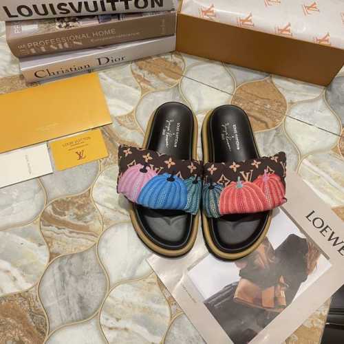 出厂 Louis Vuitton 路易威登 初夏专柜 官网同步 独家首发 Lv 南瓜 向日葵系列 面包拖 T台走秀款 小红书新潮穿搭 原版开模 代购版本 垫脚羊