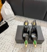 ：430 正确版本最高品质 Ysl 圣罗兰最新黄金铁头宝石Logo小方头后空高跟单鞋 专柜同步上新 各大明星网红纷纷上脚 款式时髦百搭 简约又高级 把优雅做到极