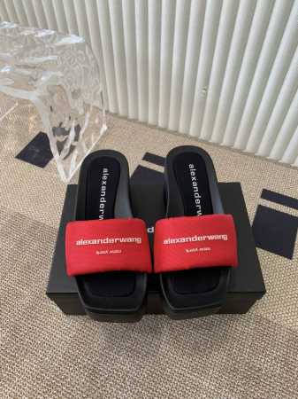 Alexander Wang 亚历山大.方头厚底拖鞋 鞋头凸形立体logo字母高工艺，简约低调的纯色单品细节做工精致，上脚非常舒适好穿 鞋面：原版订制高丝光布料 - 点击图像关闭