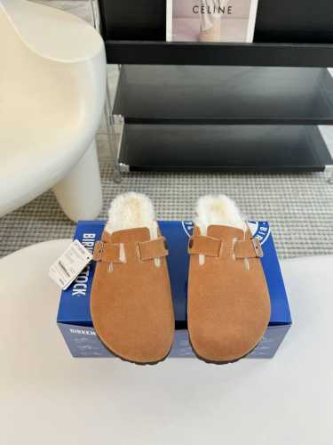 德国Birkenstock勃肯Boston百搭真皮室外软底包头羊毛拖鞋博肯男女拖鞋 女码：35-39 40 41定制 男码：39-44 45定制