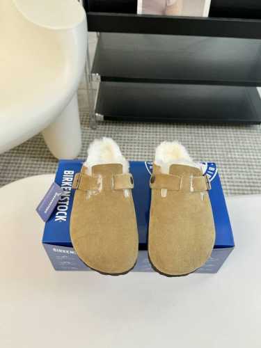 德国Birkenstock勃肯Boston百搭真皮室外软底包头羊毛拖鞋博肯男女拖鞋 女码：35-39 40 41定制 男码：39-44 45定制