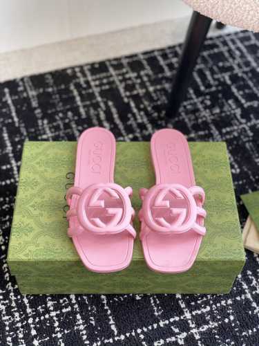 橙子出厂价p gucci 古驰春夏新款 沙滩果冻鞋 镂空拖鞋 凉拖 原版开模经典双G鞋面 原版开模橡胶注塑一体成型 双层组合大底 码数 35-42