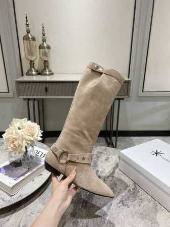 Isabel Marant 伊莎贝尔尖头马鞍扣按扣褶皱平底套筒长靴 铆钉长靴。简约百搭款。材质：鞋面:头层小牛皮 牛反绒。牛皮内里，真皮大底。 码数：35-39 - 点击图像关闭