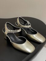 顶级品质 Hermes 爱马仕 H家25S春夏新款高跟玛丽珍鞋 包头后空凉鞋 山羊皮和Nappa皮革高跟玛丽珍鞋，搭配标志性“H”鞋扣和撞色滚边，打造精致柔美造