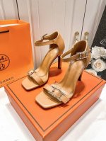橙子出厂价p hermes 爱马仕 初夏新款 H扣一字带高跟凉鞋 跟高 10Cm 码数 35-41