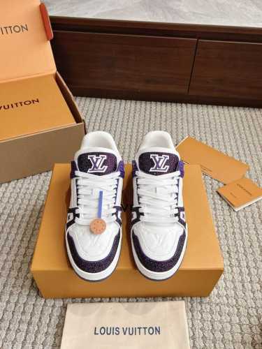 情侣码# 顶级版本 Lv Trainer Bing Bing私膜奢华水晶钻情侣限定系列休闲运动篮球鞋 原版定制Bing Bing私膜奢华水晶钻，采用高温烫压工艺