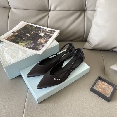 橙子出厂价p prada 普拉达 初夏新款 尖头镂空平底凉鞋 浅口单鞋 小红书新款 初夏学院风 明星同款 Ootd穿搭 跟高 平底 6Cm 码数 34-41