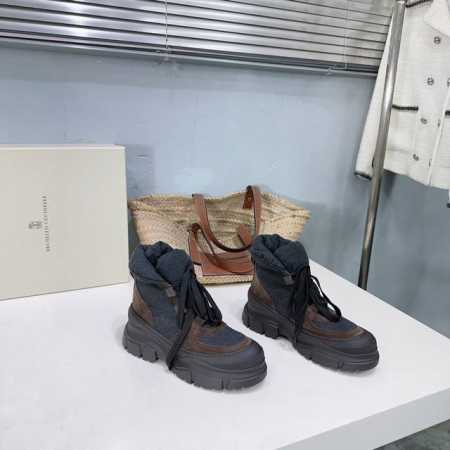 高品质出厂 ！小众潮牌顶级品质！Brunello Cucinelli BC 2024ss秋冬松糕厚底袜筒短靴、马丁靴系列新品！ 强推 显高又显腿的绝绝子短靴～～ - 点击图像关闭