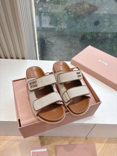 所见即所得G0286独家上新Miu Miu2025春夏系列厚底魔术贴拖鞋凉鞋Zp开发 原版拆卸 对版编制版本 Miu真的太少女啦鞋面：原版材质鞋底：原版开模鞋底