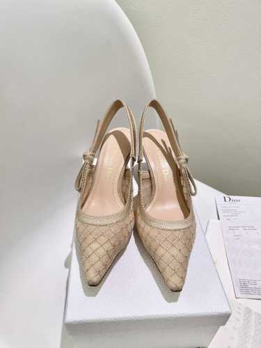 工厂价P J'ADIOR织带女鞋 Dior 迪奥 2024春夏走秀新款水晶鞋 bling...bling... CD明星同款水钻蝴蝶结方头字母logo刺绣高跟凉