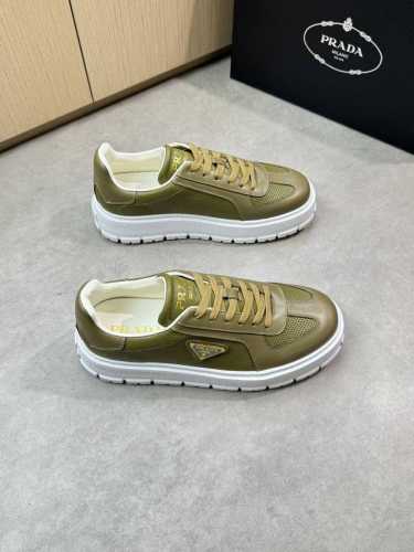 prada 普拉达 -高端品质 原单休闲运动鞋 -鞋面 进口纳帕小牛皮 打孔小牛皮 鞋身车缝品牌金属扣件 鞋舌.后跟 丝印品牌Logo -内里 水染牛皮 -大底