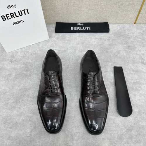 Berlut* 布鲁提 新款男士手工擦色正装皮鞋出货 独家渠道精品，甄选优质进口小牛皮鳄鱼压纹鞋面 手工擦色工艺处理效果 半固特异冷粘工艺 古朴大气 古文压花真