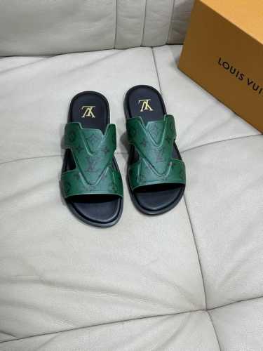 L家 Size:38-45 高端品质 Lv 原单男士春夏拖鞋专柜同步 鞋面意大利进口牛皮面料 标志图形高品质工艺 鞋底 原厂特供原版底 独家活动成型底超级舒适