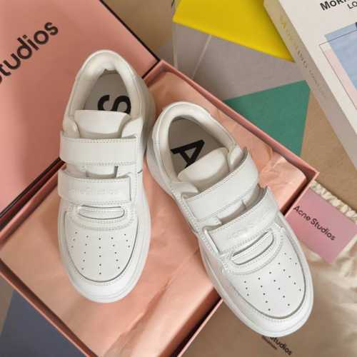 顶级版本：女款 Acne studios x 姆明 联名款 最新爆款 笑脸 魔术贴 小白鞋 厚底 休闲 运动鞋原版购入开发 做货 此款魔术贴运动鞋从上世纪八十年