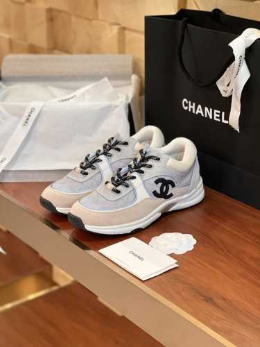 Chane 早春sneaker系列休闲鞋经典菱格运动鞋板鞋 火爆全球百搭神鞋 顶级原版复刻 老外订单精工手作高品质▲ 鞋面进口原版牛猄绒面皮泡棉内衬立体浮凸lo