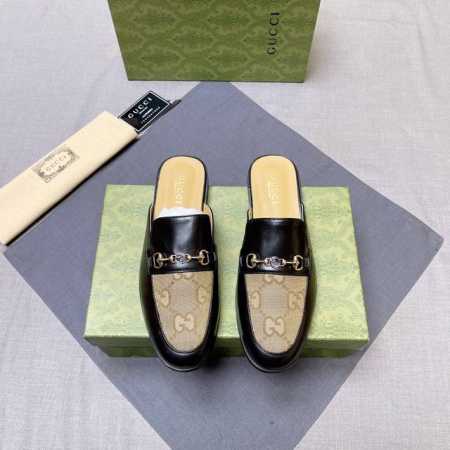 调工厂价 男装男鞋 运动原单 Gucci 古奇 2025四季新款半拖男鞋，面料意大利进口头层磨砂牛皮羊皮内里，原版五金扣 原版组合耐磨大底 实物拍摄 上脚十分舒 - 点击图像关闭