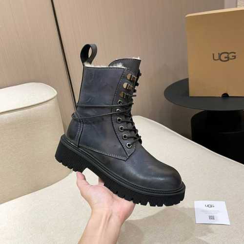 UGG. 2024独家首发马丁羊毛靴。爆款上市 材质：面料，头层进口小牛皮. 咖色.灰色上了雾腊 内里.垫脚.澳洲进口纯羊毛。 大底：独家私模。橡胶材质 工艺。