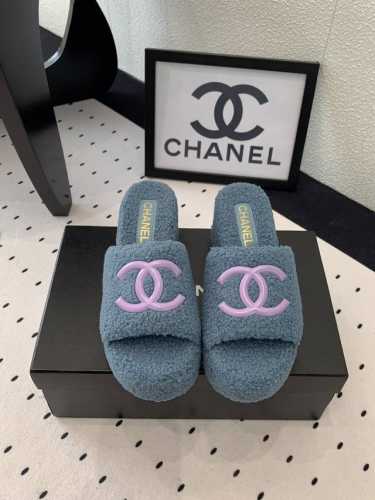 Chanel新款厚底毛毛拖鞋 高版本 上脚时髦潮流好看 手感细腻柔软丝滑 进口一体羊毛鞋面 原版开模防滑橡胶底 Size:35-39 40 41订做