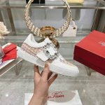RV早春新款水钻方扣四季休闲鞋，明星同款小白鞋，面料:头层牛皮，内里:羊皮，码数：35-40