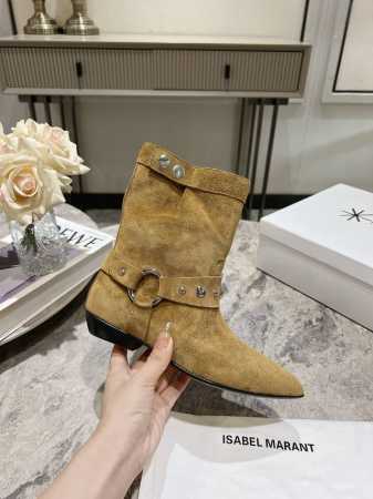 Isabel Marant 伊莎贝尔尖头马鞍扣按扣褶皱平底套筒短靴 铆钉短靴。简约百搭款。材质：鞋面:头层小牛皮 牛反绒。牛皮内里，真皮大底。 码数：35-39 - 点击图像关闭