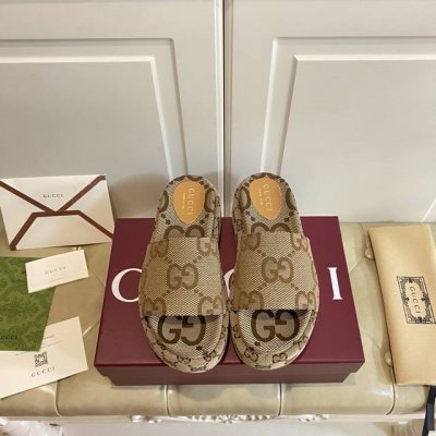 出厂价p ，古奇Gucci厚底拖，提花布面35-44码，印花面35-41码