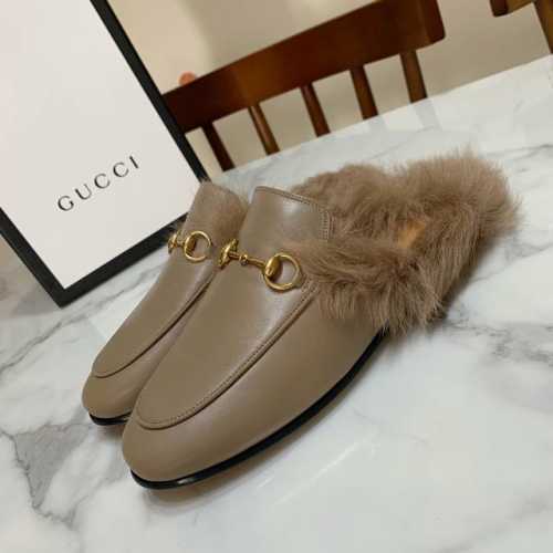 Gucci 古奇 毛毛拖，一款火爆时尚圈的毛毛鞋，佟丽娅.杨幂.娜扎同款，所有网红明星街拍潮人都在穿 鞋面为小牛皮，里垫为托斯卡纳羊毛，真皮大底 Size：35