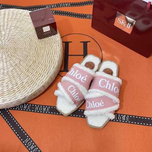 橙子出厂价 Chloe 克洛伊 秋冬新款 帆布拼接毛毛拖鞋 罗马凉拖鞋 原版开模 代购版本 定制交叉毛毛面料 人工固特异手法穿线 进口超迁垫脚 原版复刻大底 码