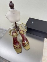 ysl高跟 罗马高跟凉鞋 外销经典 Yvette Saint Laurent圣罗兰Logo 金色真丝材质 最懂女人心的杨树林 无死角的美鞋 撑起气场 气质高贵