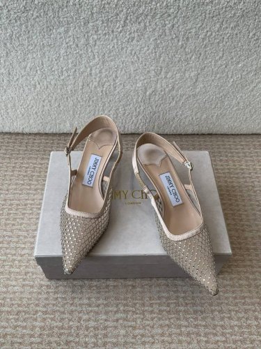 Jimmy Choo 周仰杰25春夏新品网纱烫钻方头小猫跟拖鞋 Jc经典水晶烫钻网纱高跟鞋 超级仙的一款啊 美得让人窒息 超闪昂贵施华洛世奇水晶钻 Bling